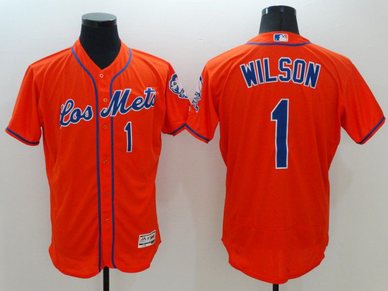 Men New York Mets #1 Wilson Orange Elite 2021 MLB Jerseys->new york mets->MLB Jersey